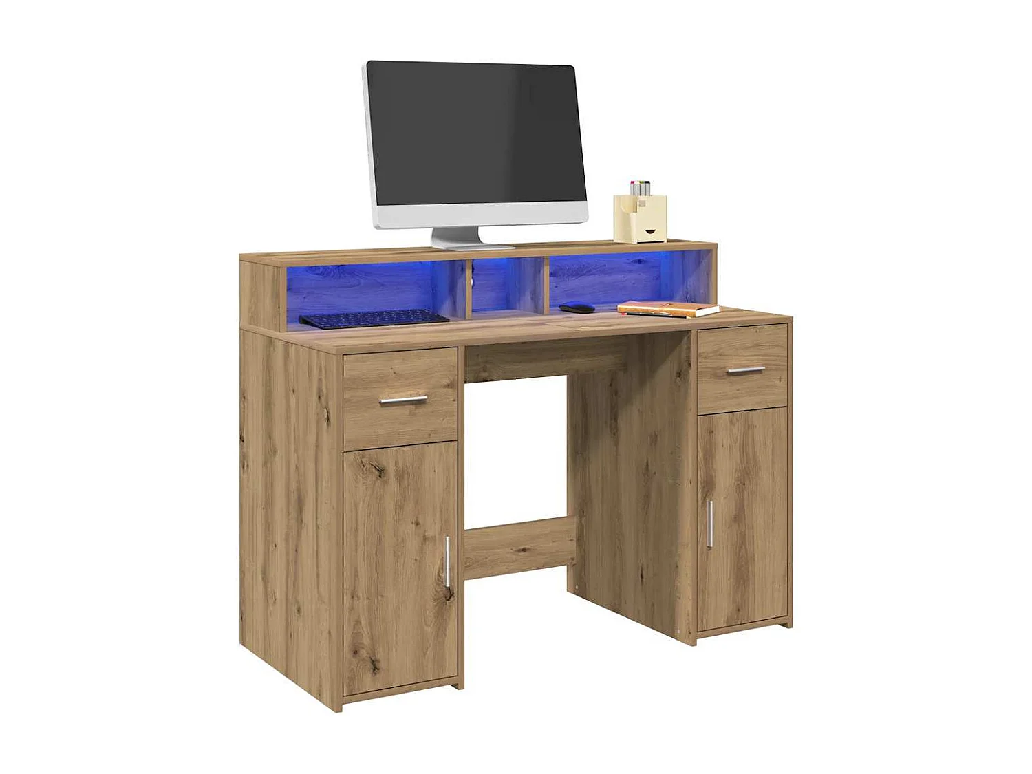 LED-Schreibtisch Artisan-Eiche 120x55x91 cm Holzwerkstoff