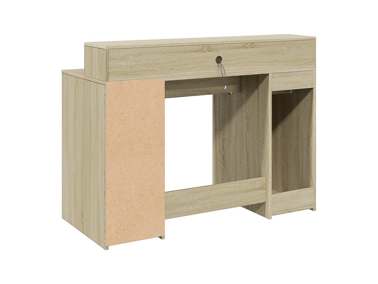 Bureau avec lumières LED chêne sonoma bois d'ingénierie