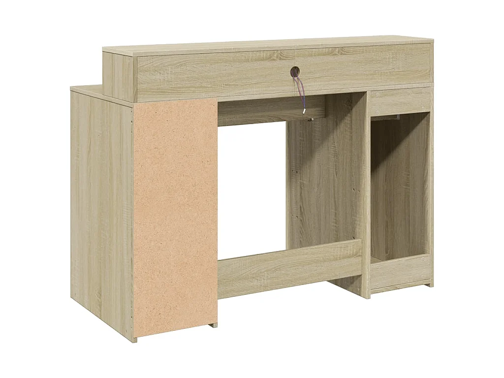 Bureau avec lumières LED chêne sonoma bois d'ingénierie