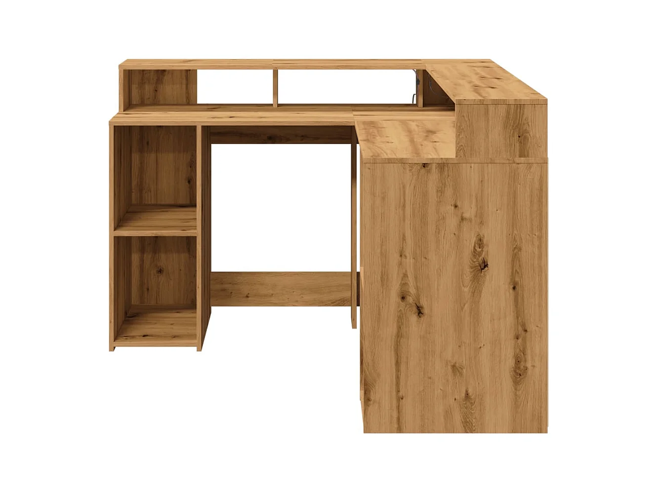 Bureau avec lumières LED chêne artisanal bois d'ingénierie