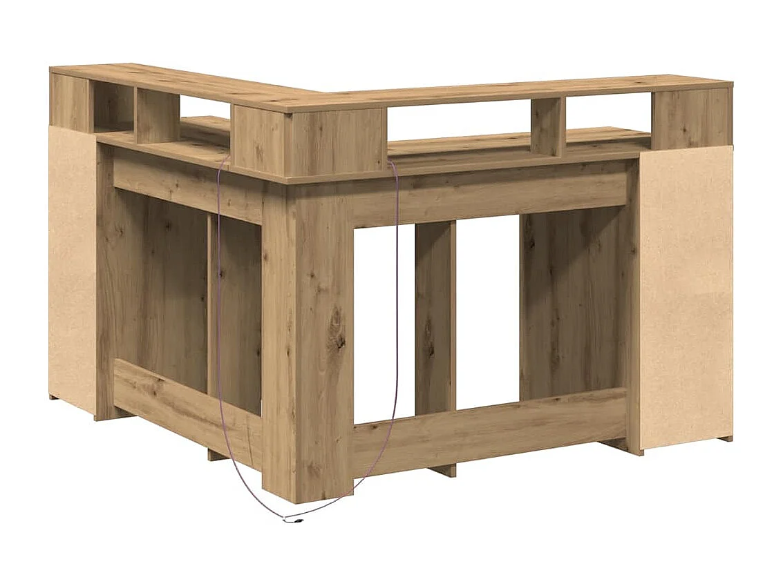 LED-Schreibtisch Artisan-Eiche 130x130x91 Holzwerkstoff