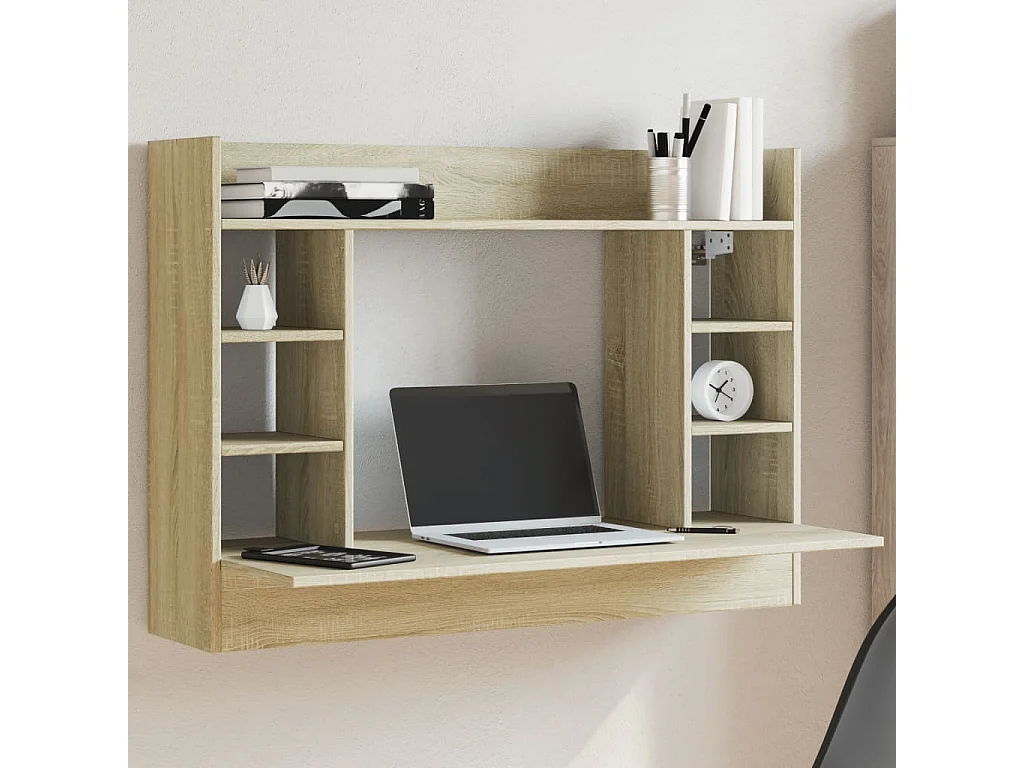Bureau mural chêne sonoma 105x48x75 cm bois d'ingénierie