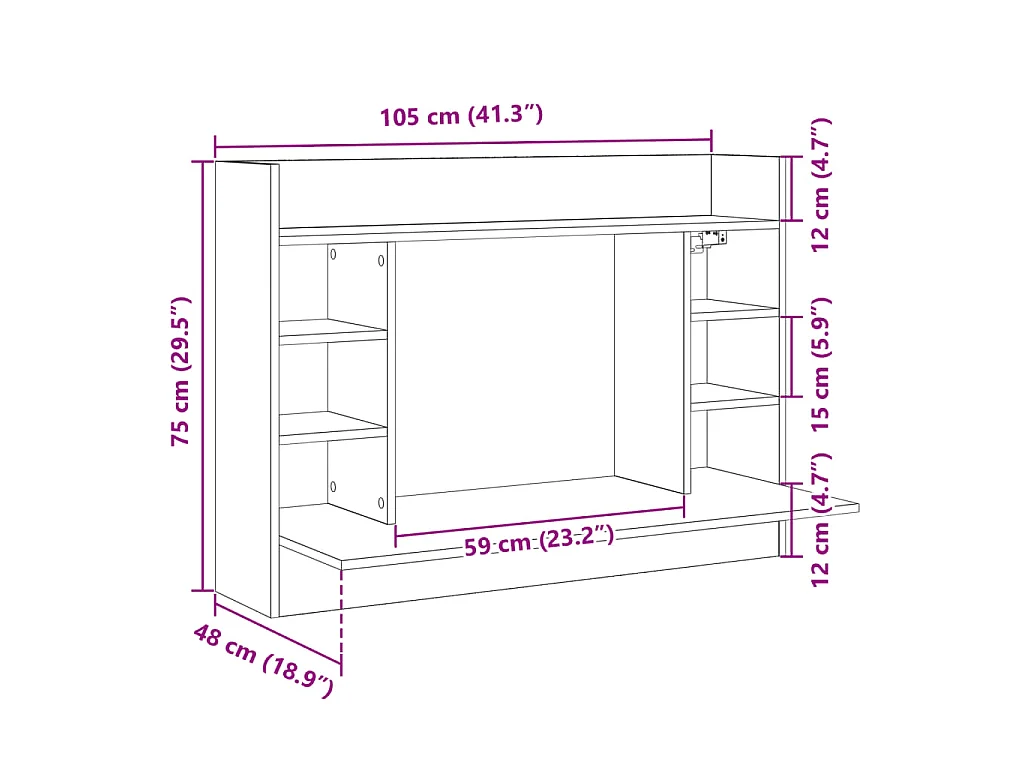 Bureau mural chêne sonoma 105x48x75 cm bois d'ingénierie