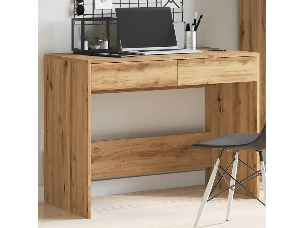 Bureau chêne artisanal 101x50x76,5 cm bois d'ingénierie