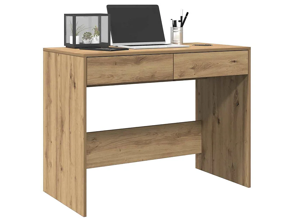 Bureau 101x50x76,5 cm bewerkt hout artisanaal eikenkleur