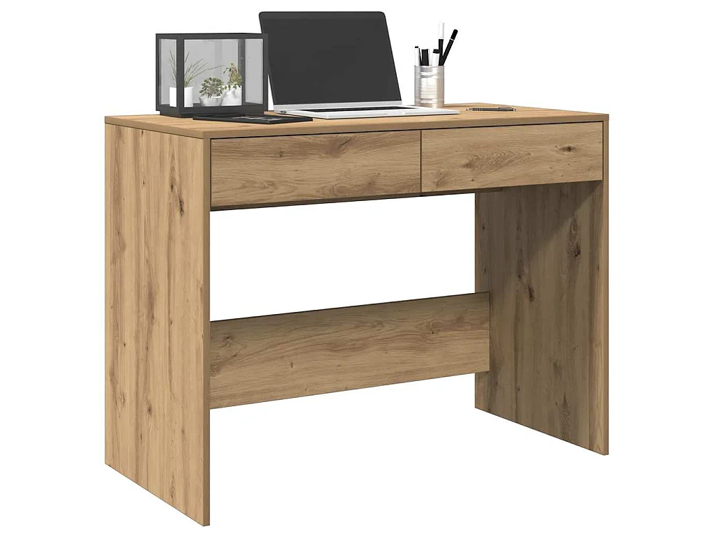 Bureau chêne artisanal 101x50x76,5 cm bois d'ingénierie