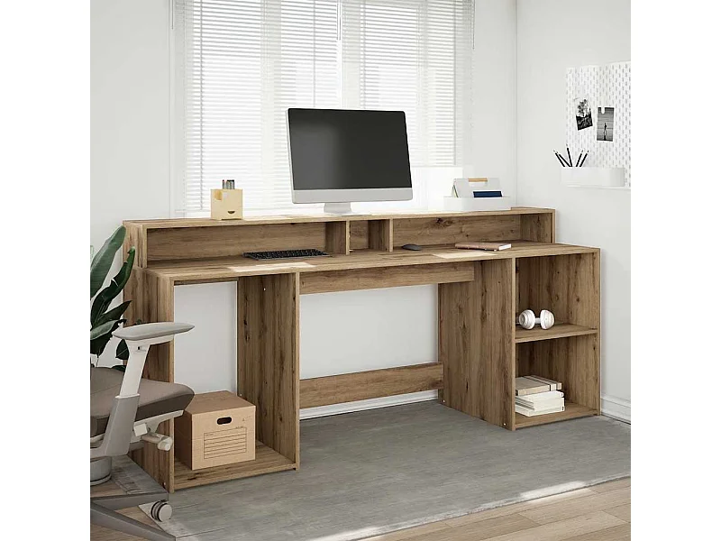 LED-Schreibtisch Artisan-Eiche 200x55x91 Holzwerkstoff