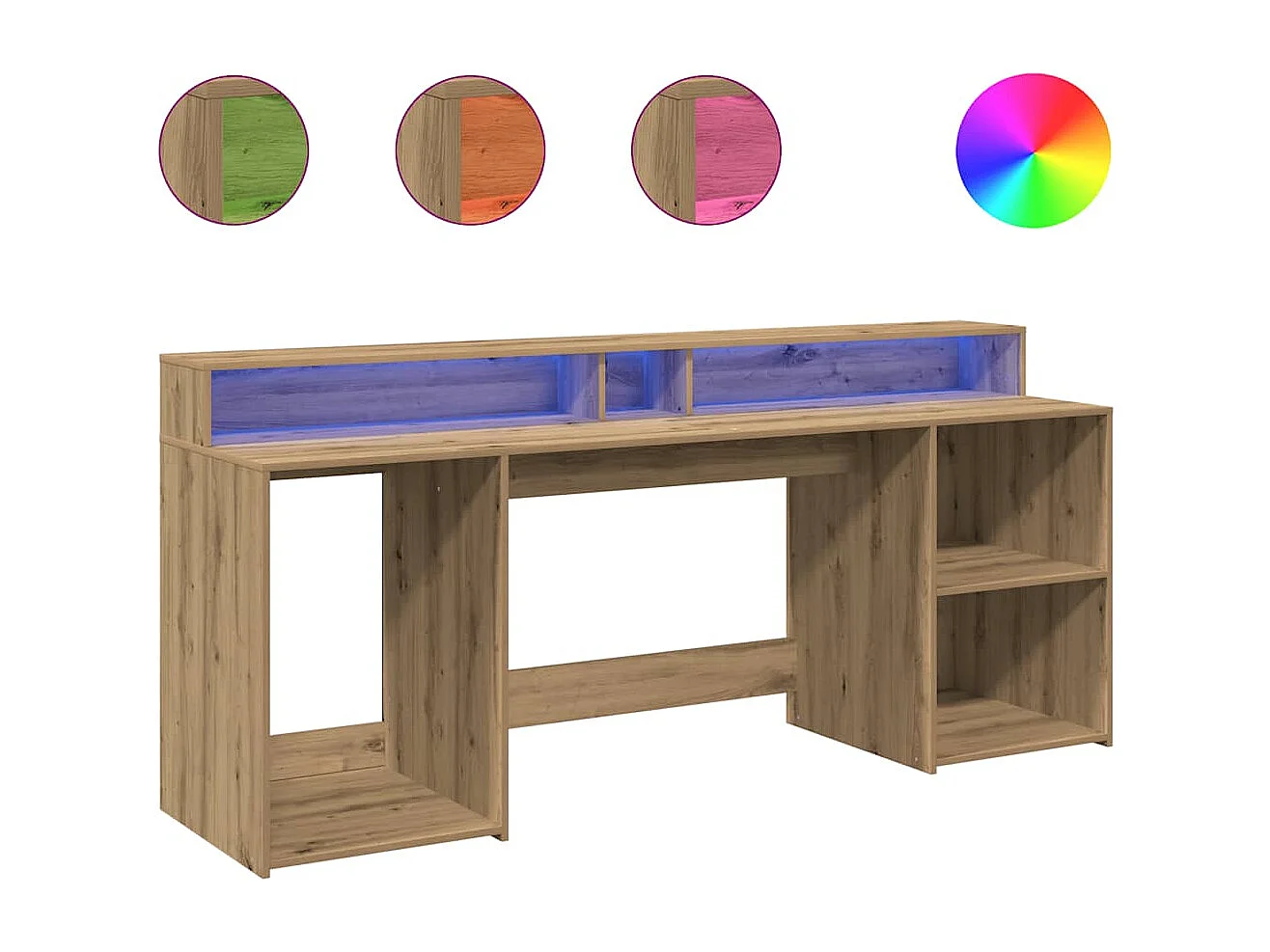 Secretária c/ luzes LED derivados de madeira carvalho artisiano
