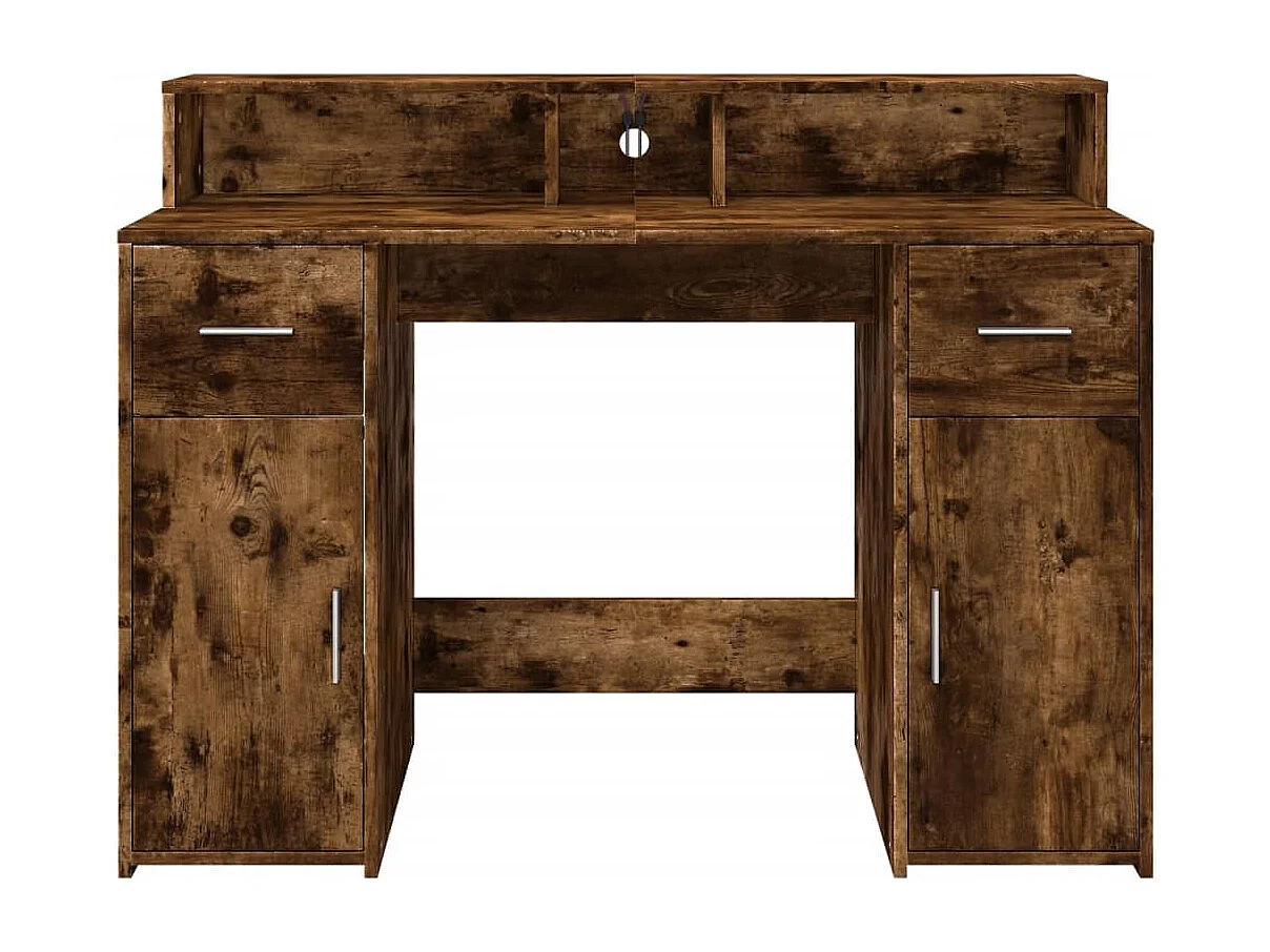 LED-Schreibtisch Räuchereiche 120x55x91 cm Holzwerkstoff