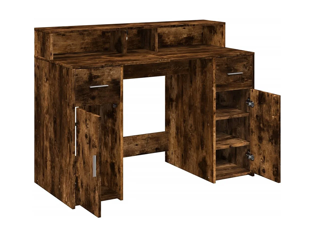 LED-Schreibtisch Räuchereiche 120x55x91 cm Holzwerkstoff