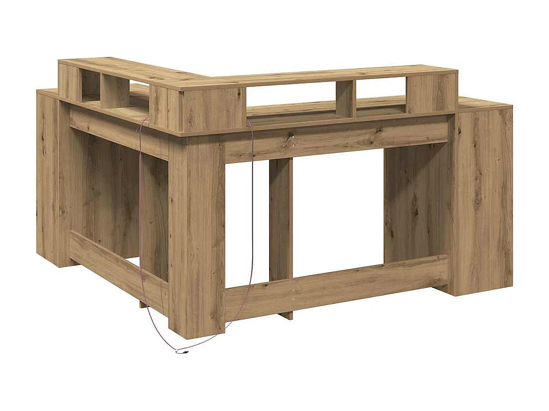 Bureau avec lumières LED chêne artisanal bois d'ingénierie