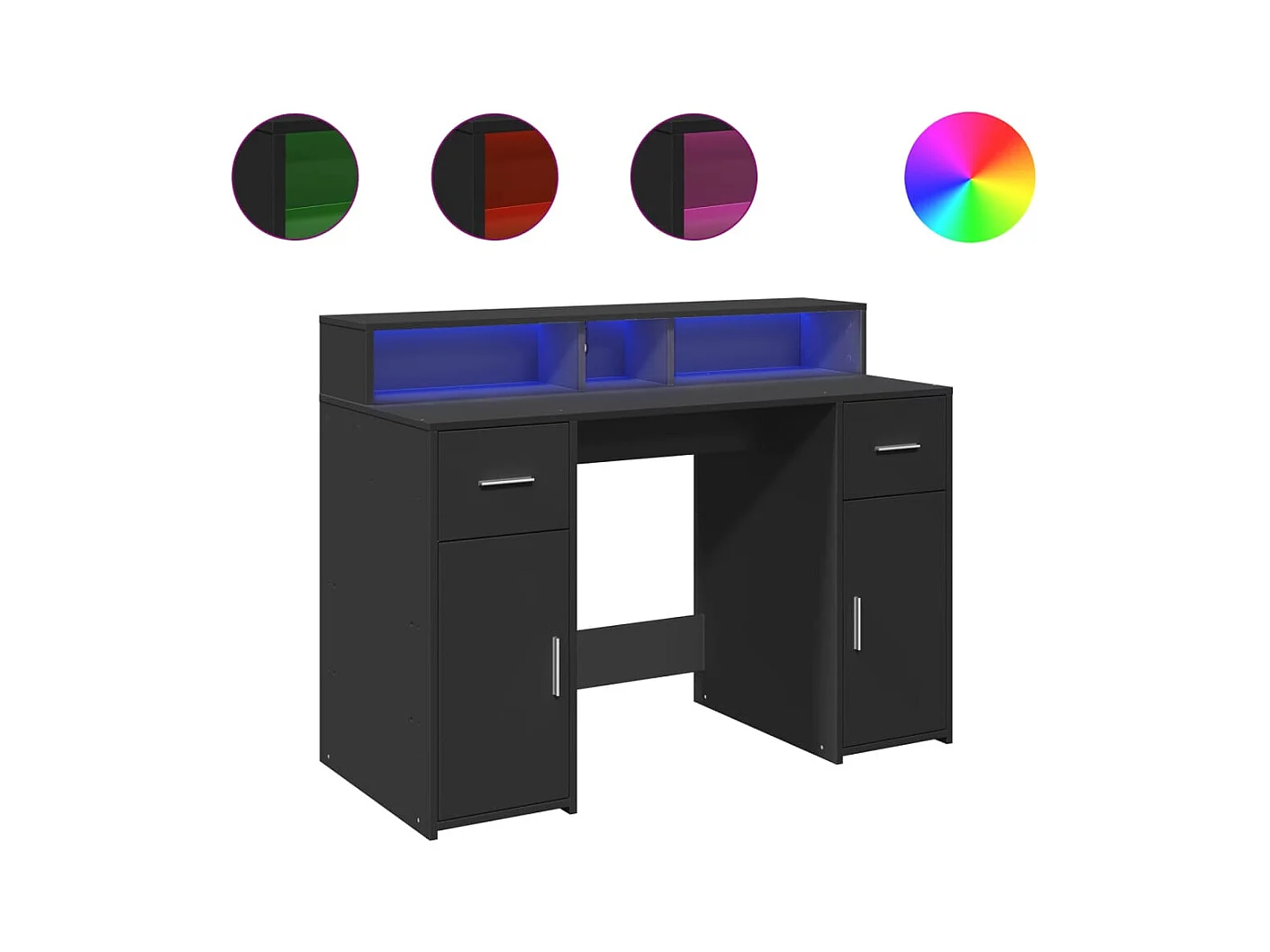 Bureau avec lumières LED noir 120x55x91 cm bois d'ingénierie