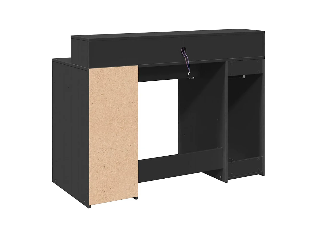Bureau avec lumières LED noir 120x55x91 cm bois d'ingénierie