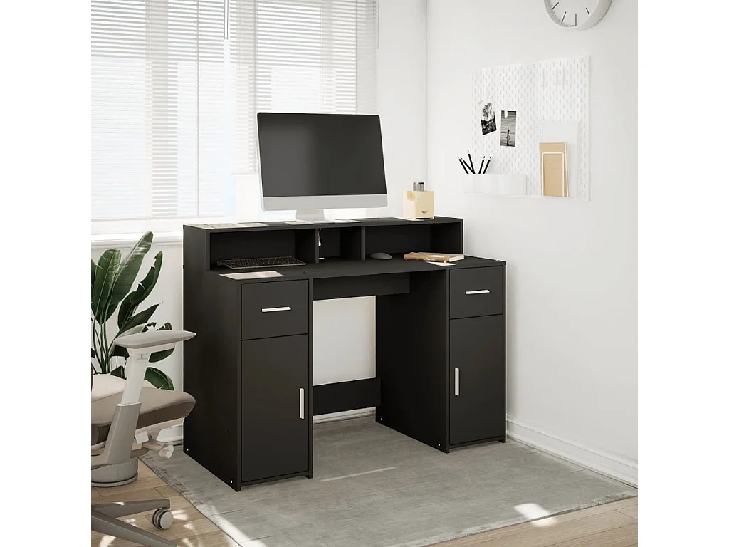 Bureau avec lumières LED noir 120x55x91 cm bois d'ingénierie