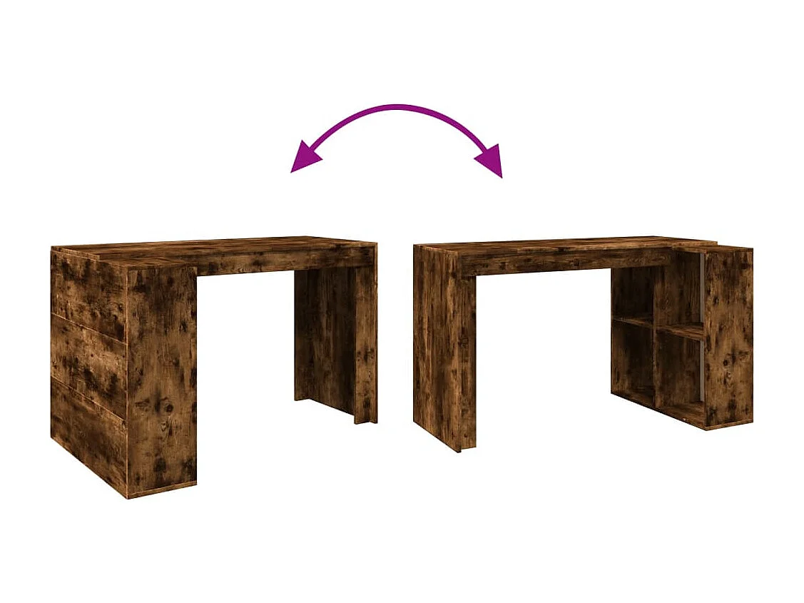 Bureau chêne fumé 123,5x73,5x75 cm bois d'ingénierie