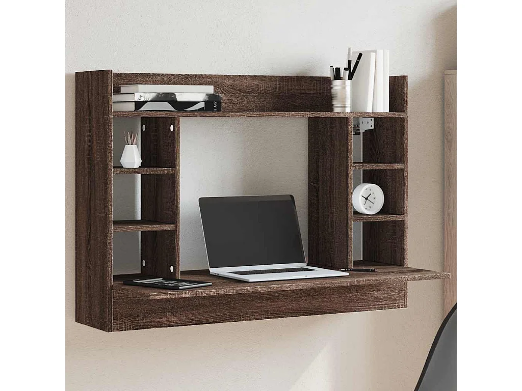 Bureau mural chêne marron 105x48x75 cm bois d'ingénierie