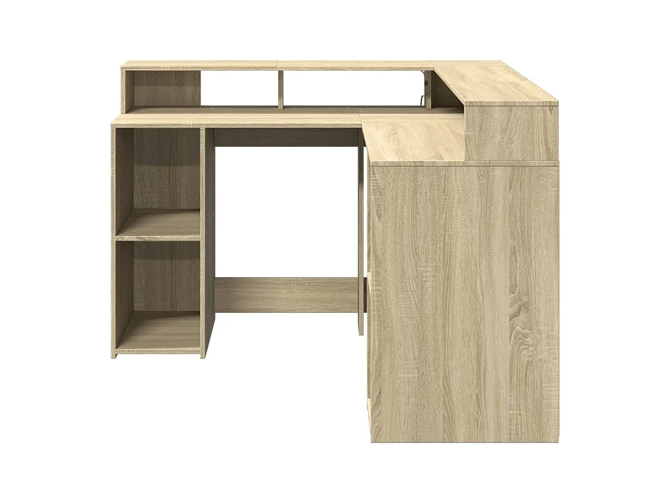 Bureau avec lumières LED chêne sonoma bois d'ingénierie