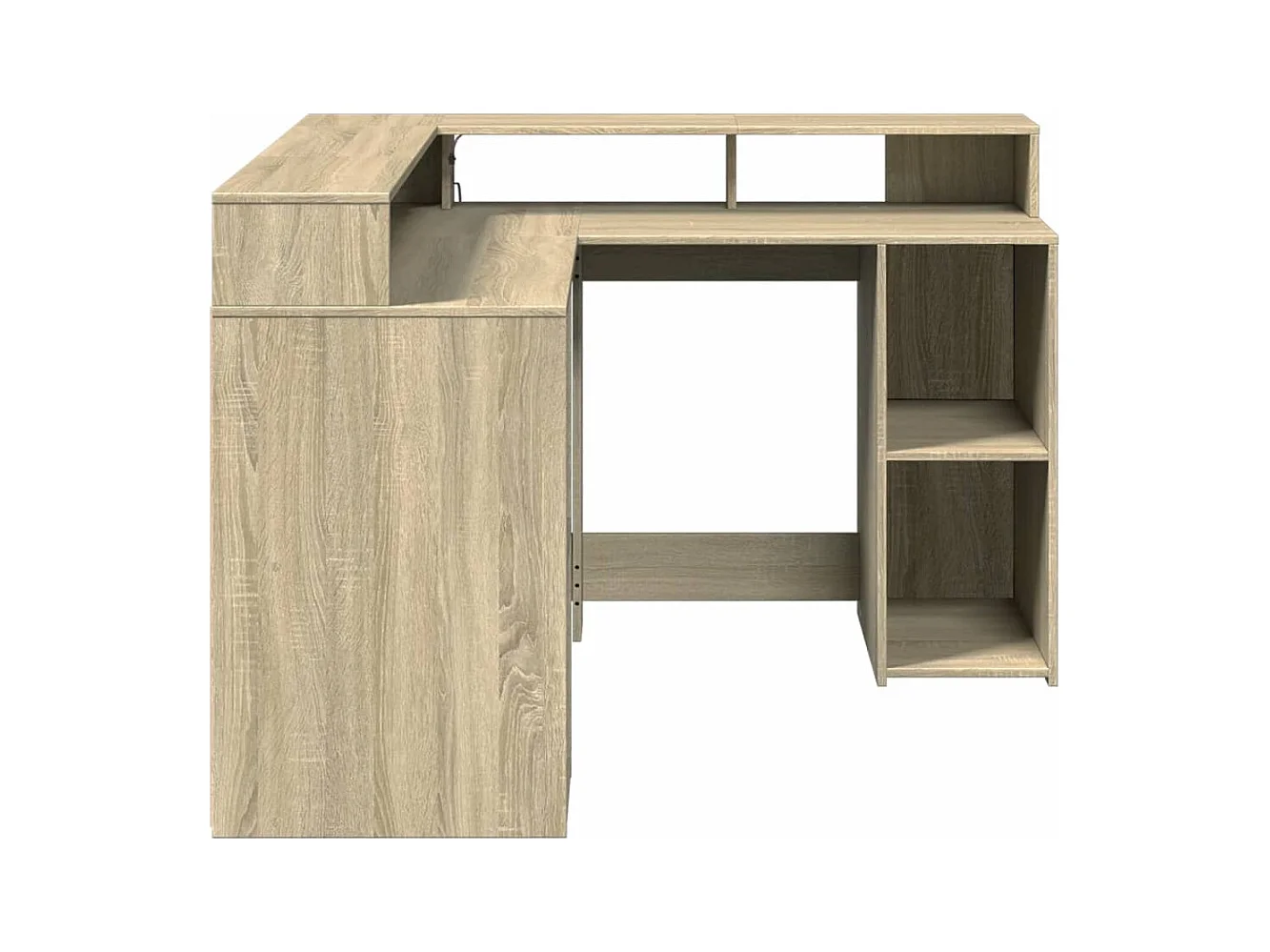 Bureau avec lumières LED chêne sonoma bois d'ingénierie