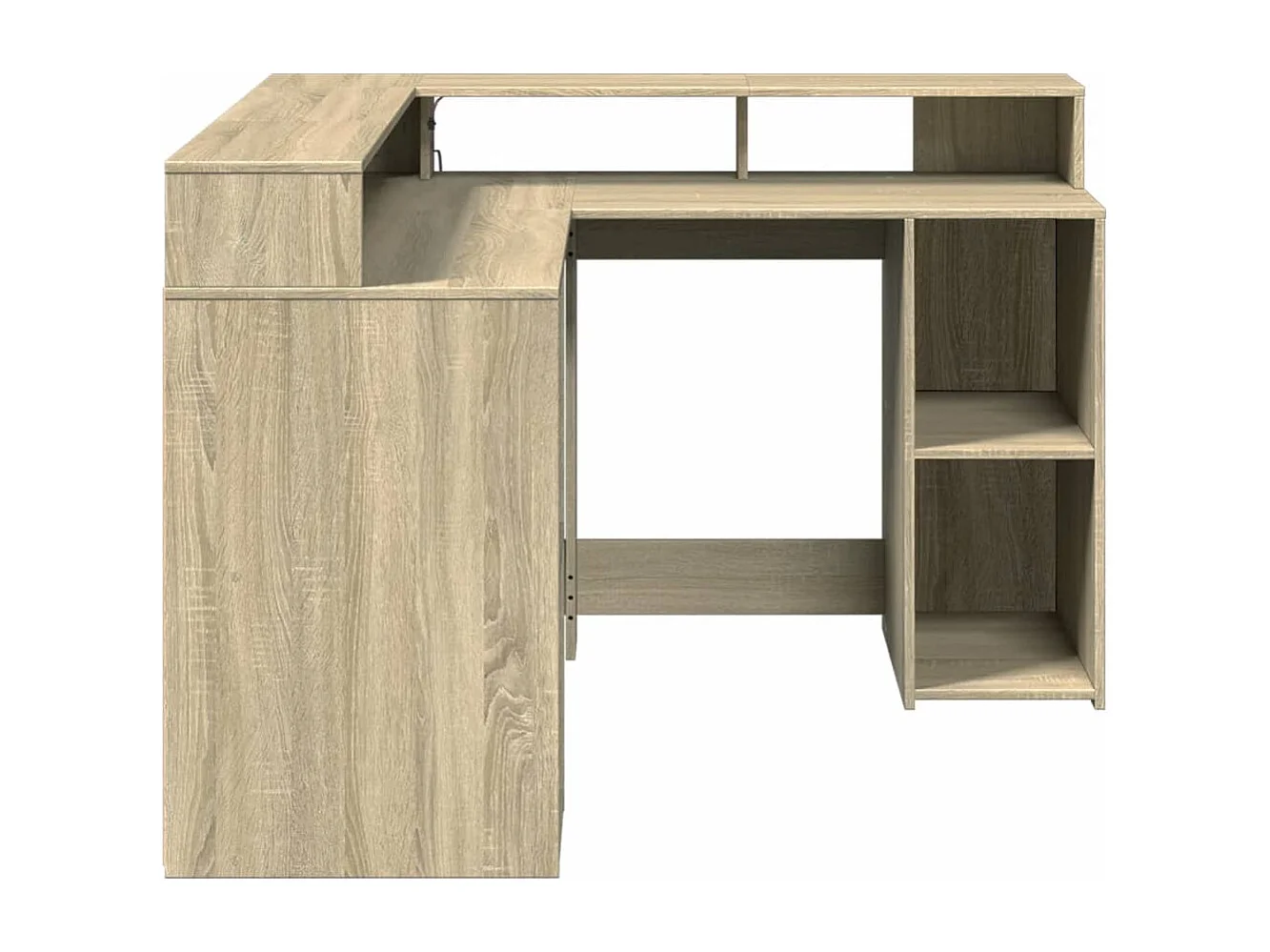 LED-Schreibtisch Sonoma-Eiche 130x130x91 cm Holzwerkstoff