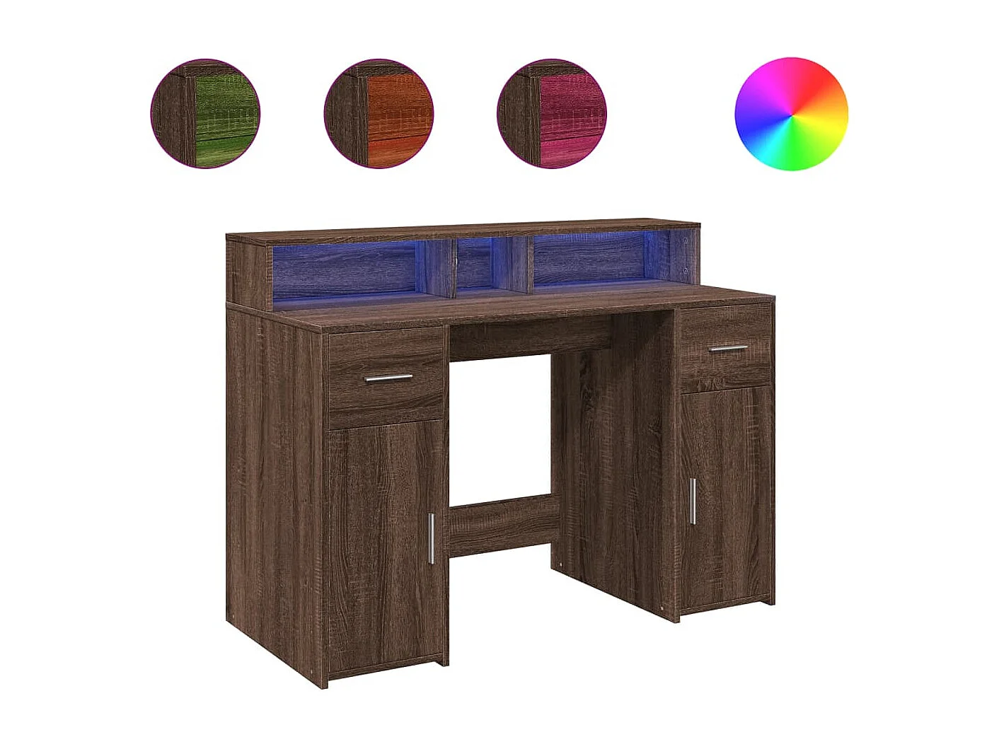 LED-Schreibtisch Braun Eichen-Optik 120x55x91 Holzwerkstoff