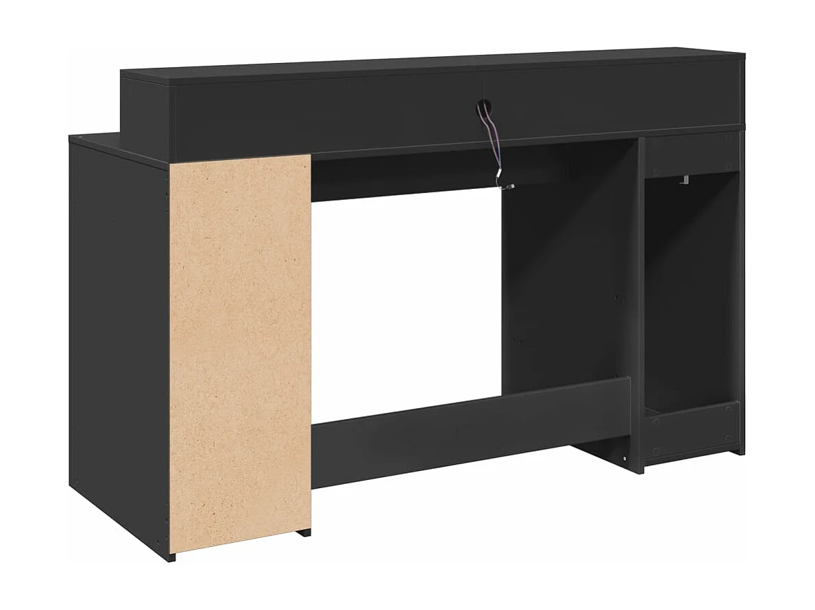 Bureau met LED-verlichting 140x55x91 cm bewerkt hout zwart