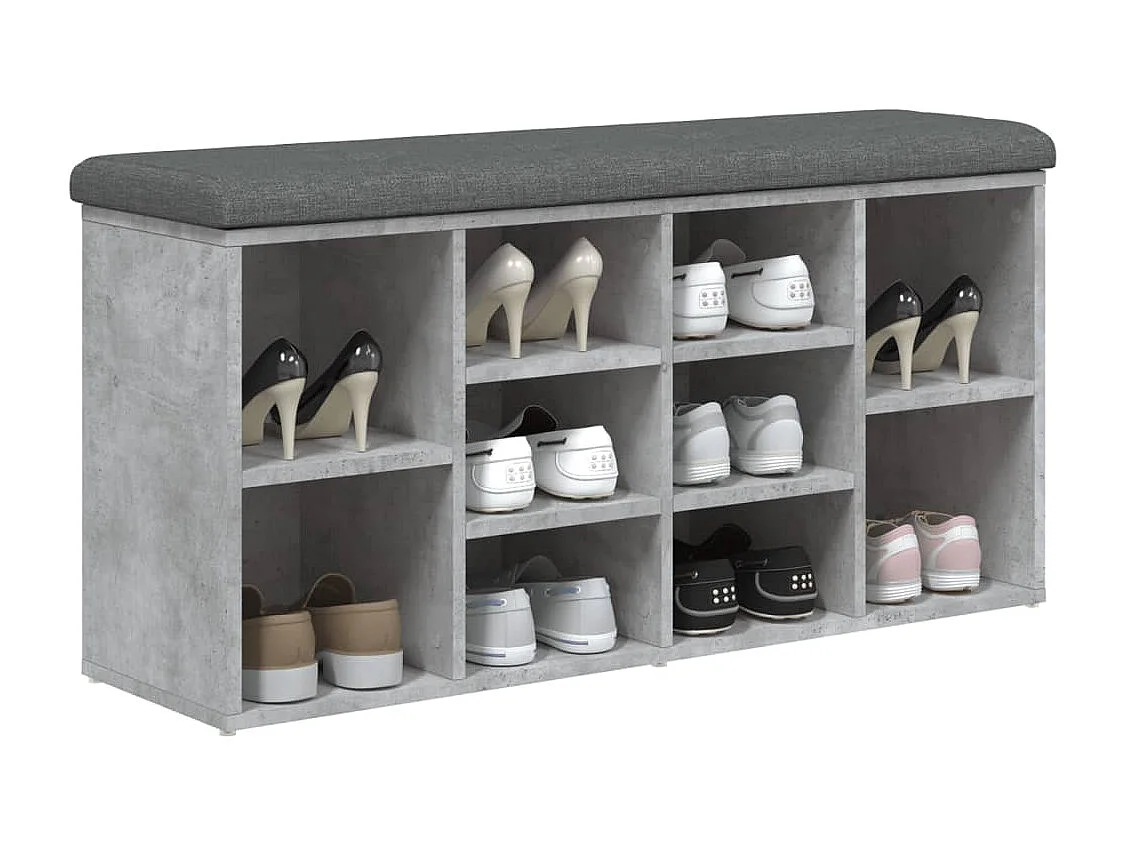 Banc à chaussures gris béton 102x32x50 cm bois d'ingénierie