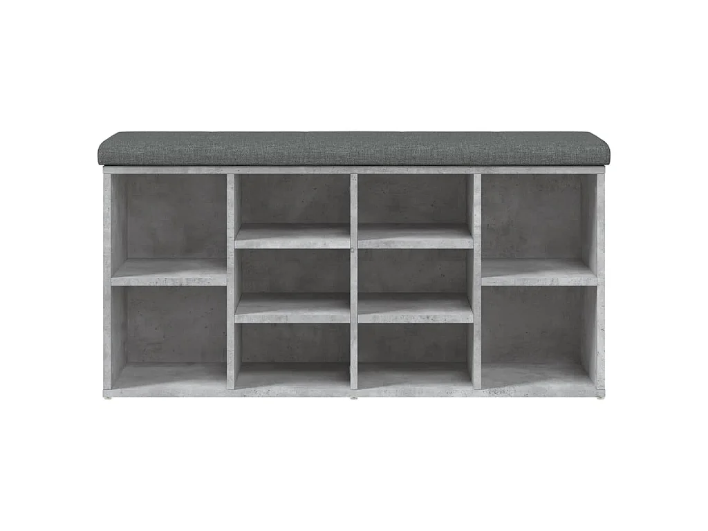 Banc à chaussures gris béton 102x32x50 cm bois d'ingénierie
