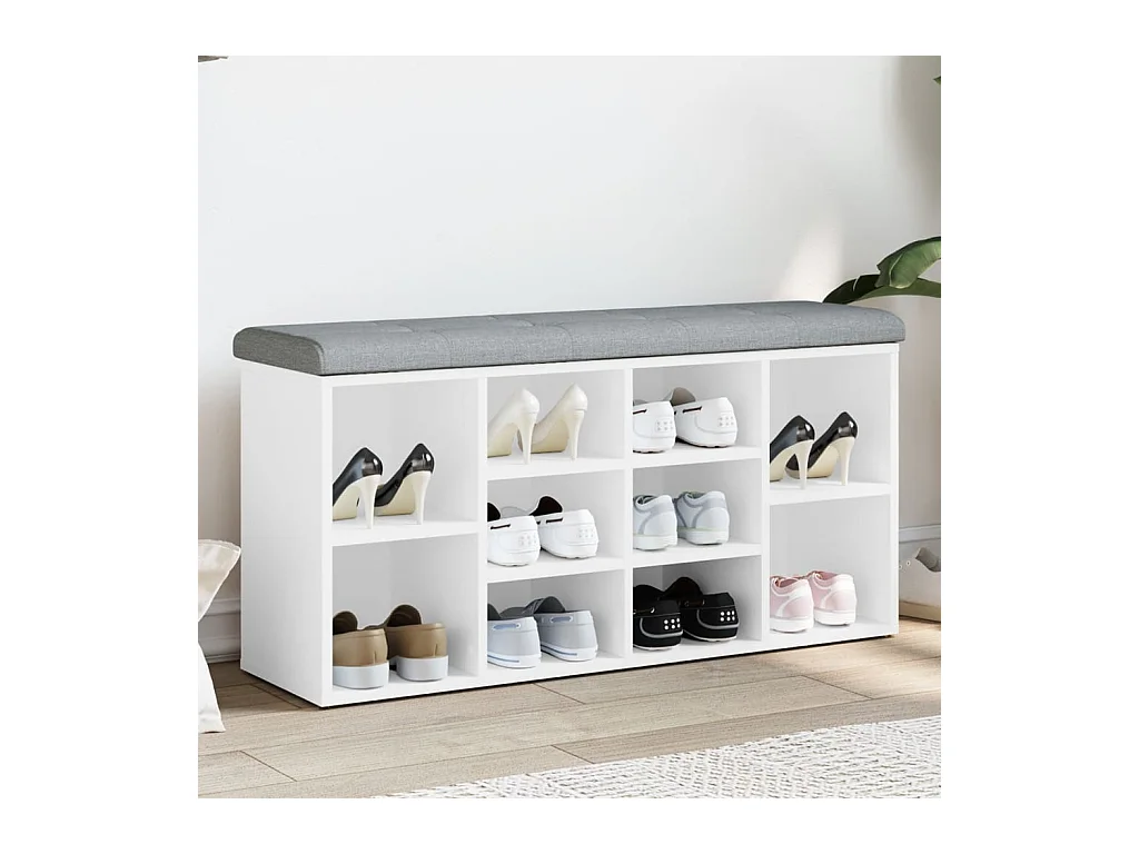 Banc à chaussures Blanc 102x32x50 cm Bois d'ingénierie