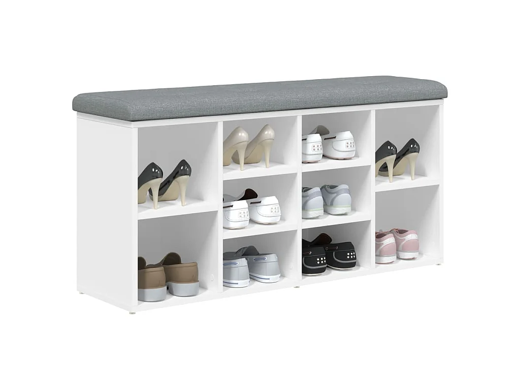 Banc à chaussures Blanc 102x32x50 cm Bois d'ingénierie