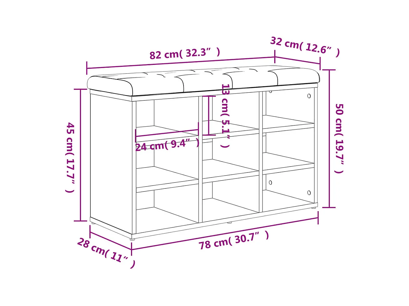 Schoenenbank Wit 82x32x50 cm Bewerkt Hout