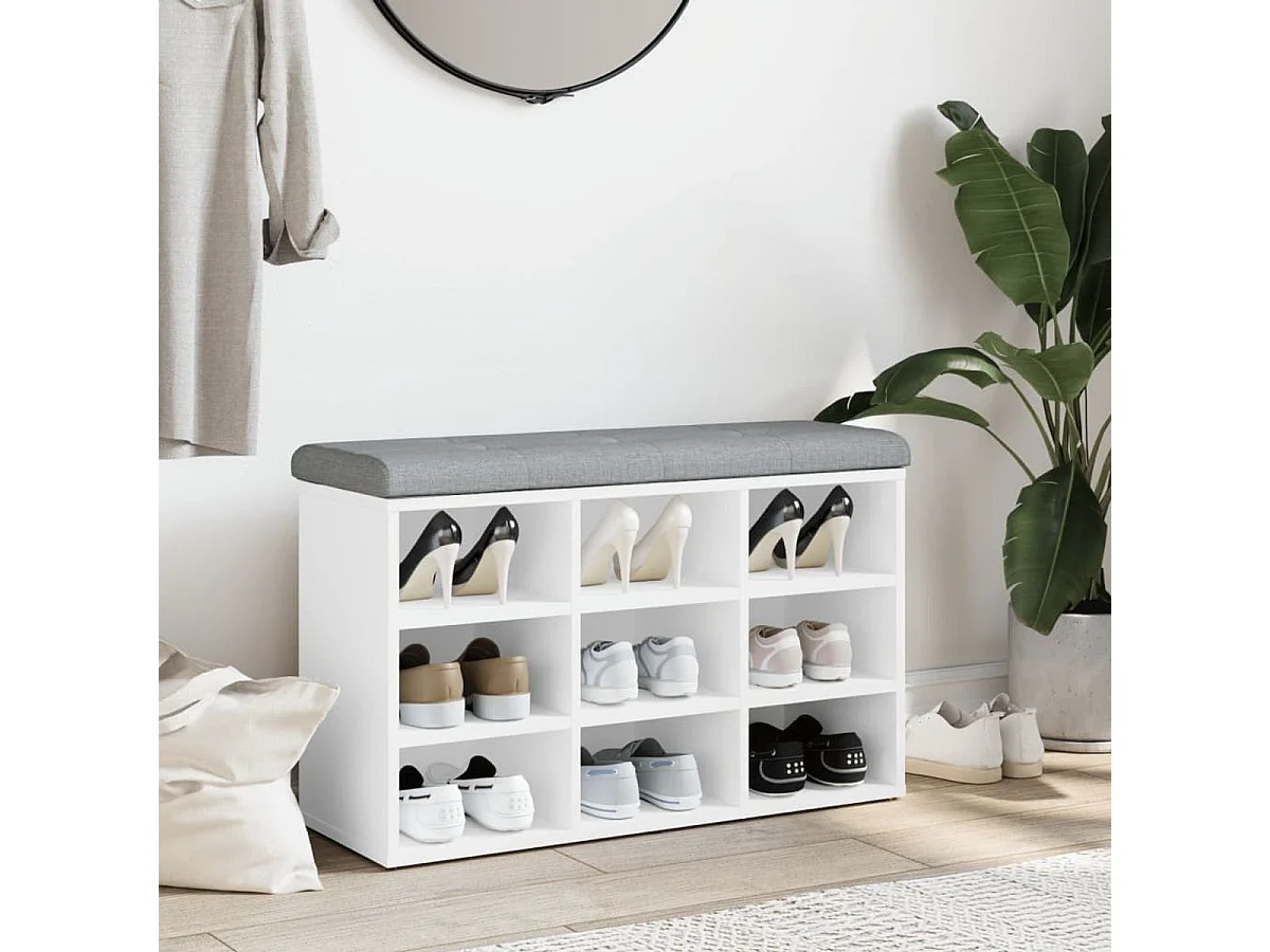 Banc à chaussures Blanc 82x32x50 cm Bois d'ingénierie