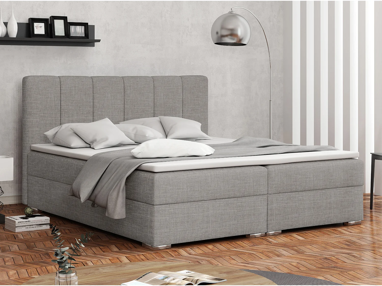 LIT BOXSPRING avec surmatelas Norrby 180x200 cm, Lux 05 (gris clair)