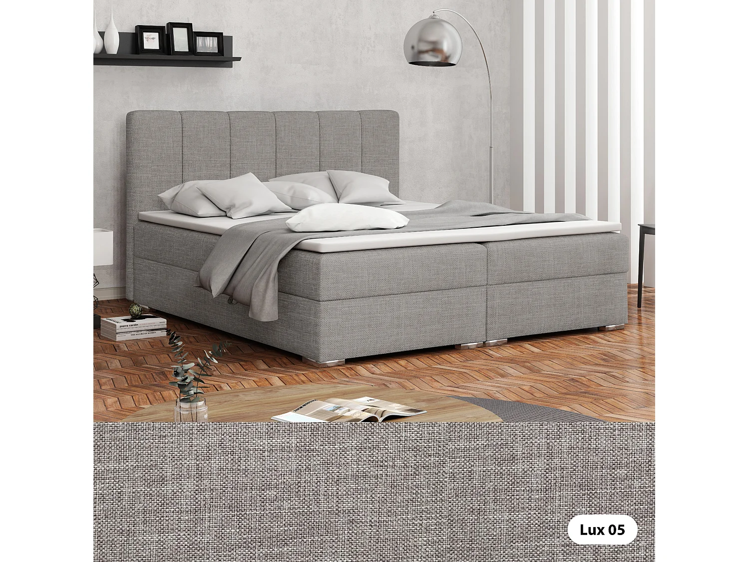 LIT BOXSPRING avec surmatelas Norrby 180x200 cm, Lux 05 (gris clair)