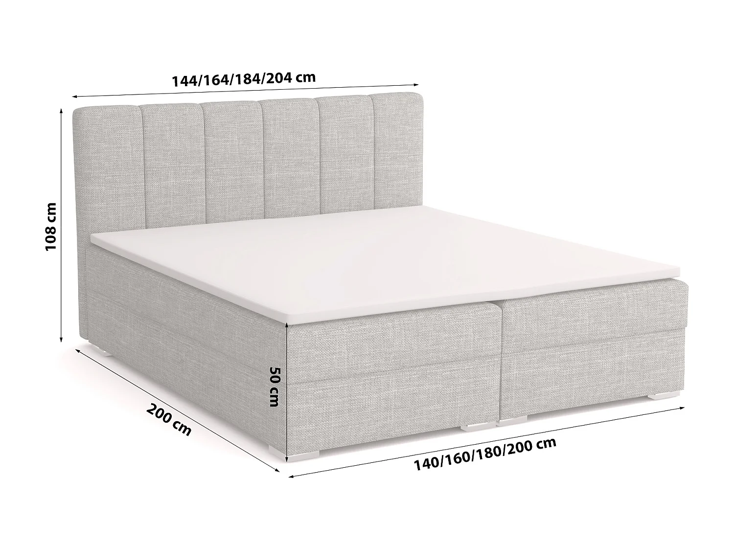 LIT BOXSPRING avec surmatelas Norrby 180x200 cm, Lux 05 (gris clair)