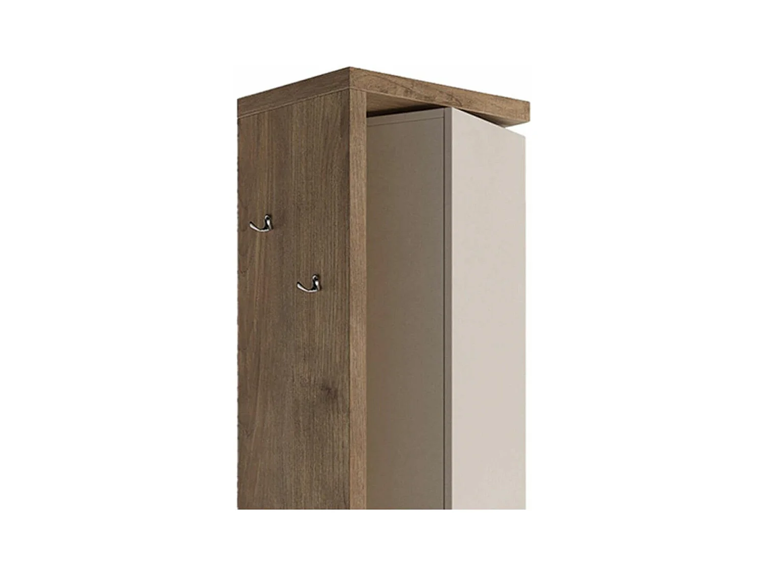ARTURO - Colonne pivotante 1 porte 1 miroir beige laqué et aspect bois finition Mercure