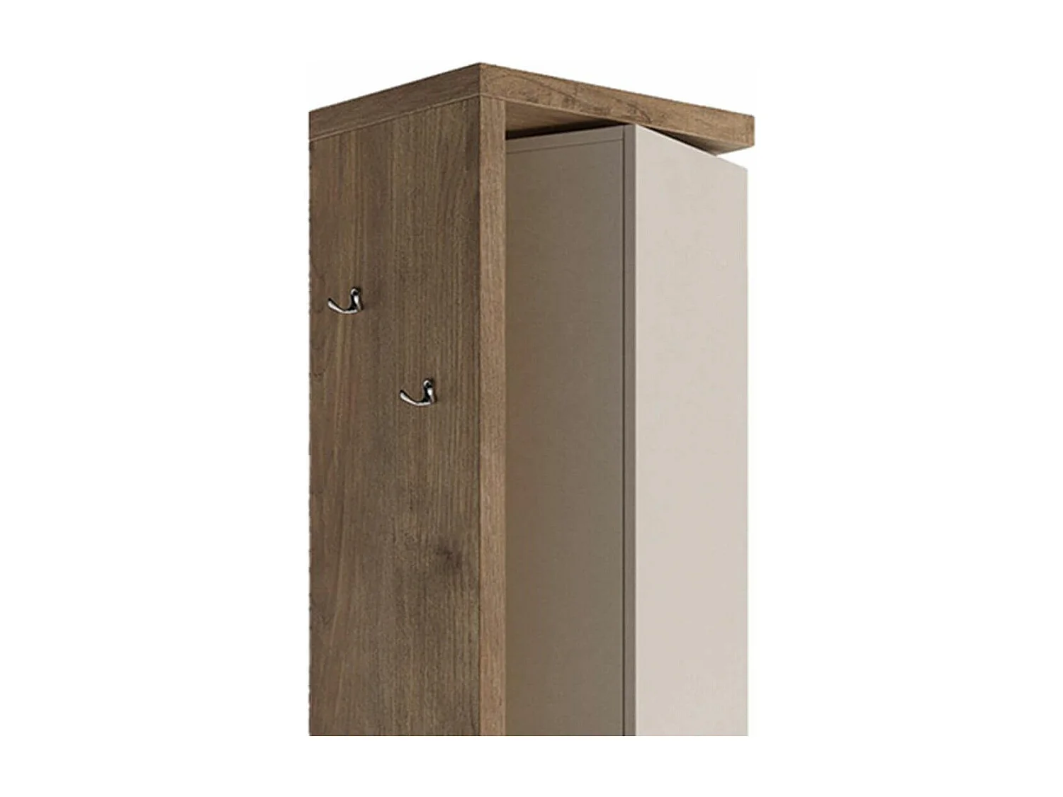 ARTURO - Colonne pivotante 1 porte 1 miroir beige laqué et aspect bois finition Mercure