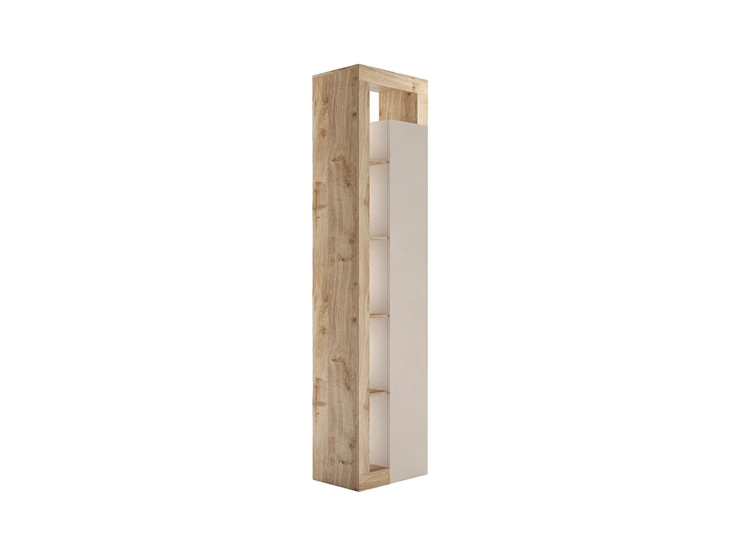 ARTURO - Colonne 1 porte beige laqué et aspect bois finition Cadiz