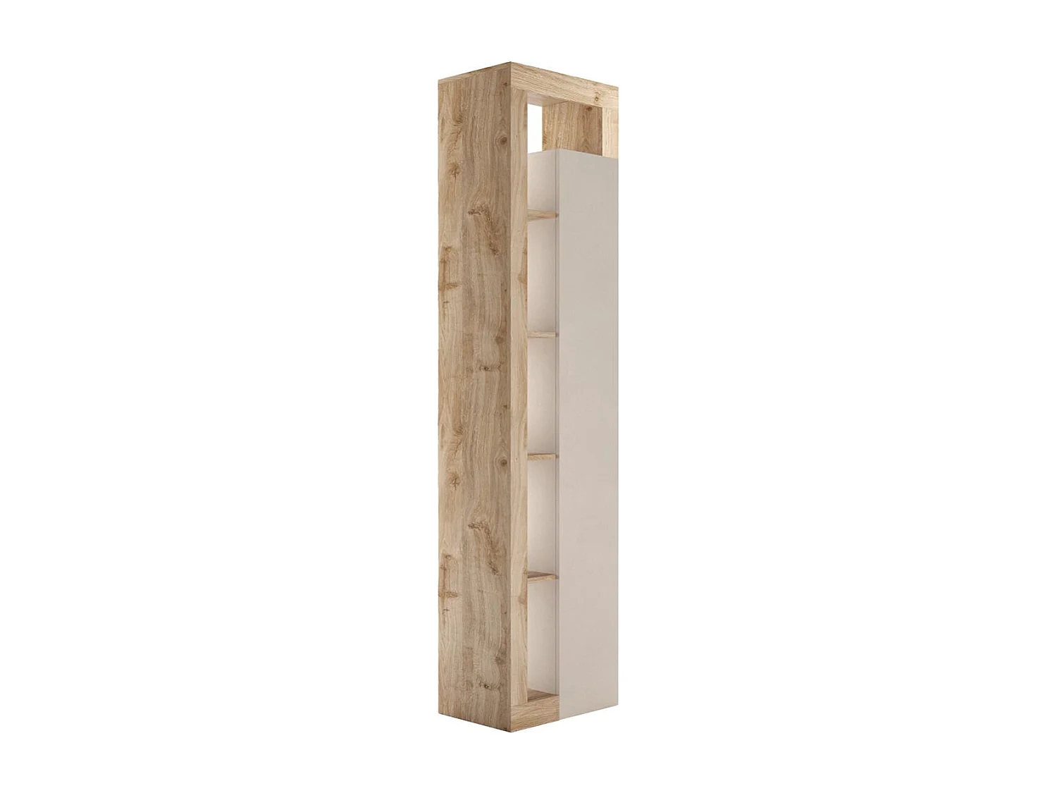 ARTURO - Colonne 1 porte beige laqué et aspect bois finition Cadiz
