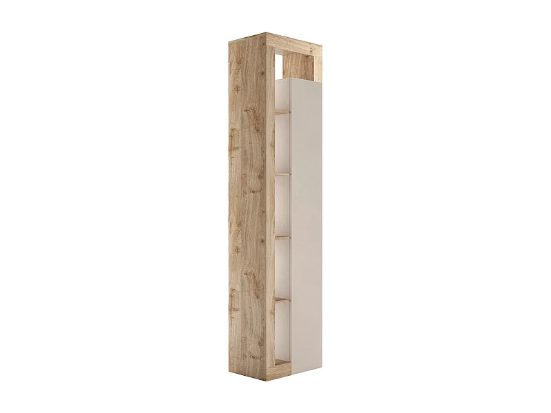 ARTURO - Colonne 1 porte beige laqué et aspect bois finition Cadiz