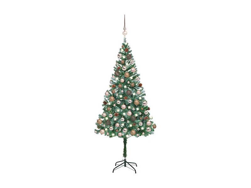 Künstlicher Weihnachtsbaum mit Beleuchtung Kugeln Zapfen 180 cm