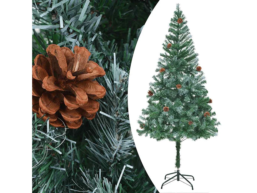 Arbre de Noël artificiel pré-éclairé/boules pommes de pin 180cm