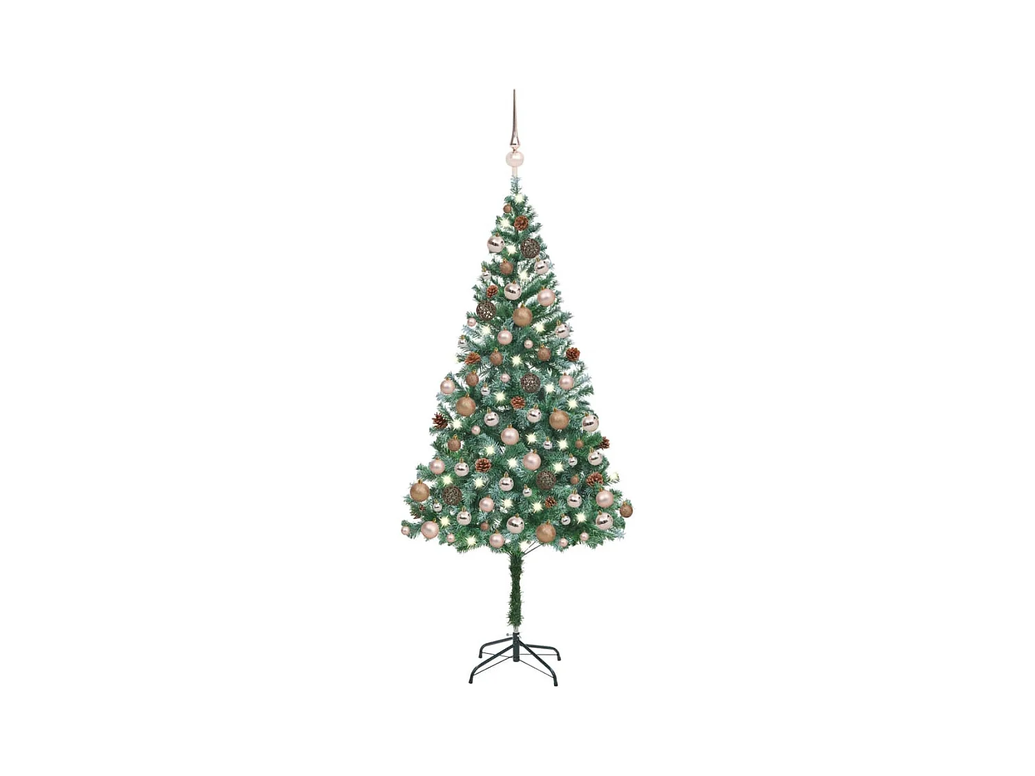 Kunstkerstboom met verlichting kerstballen dennenappels 180 cm