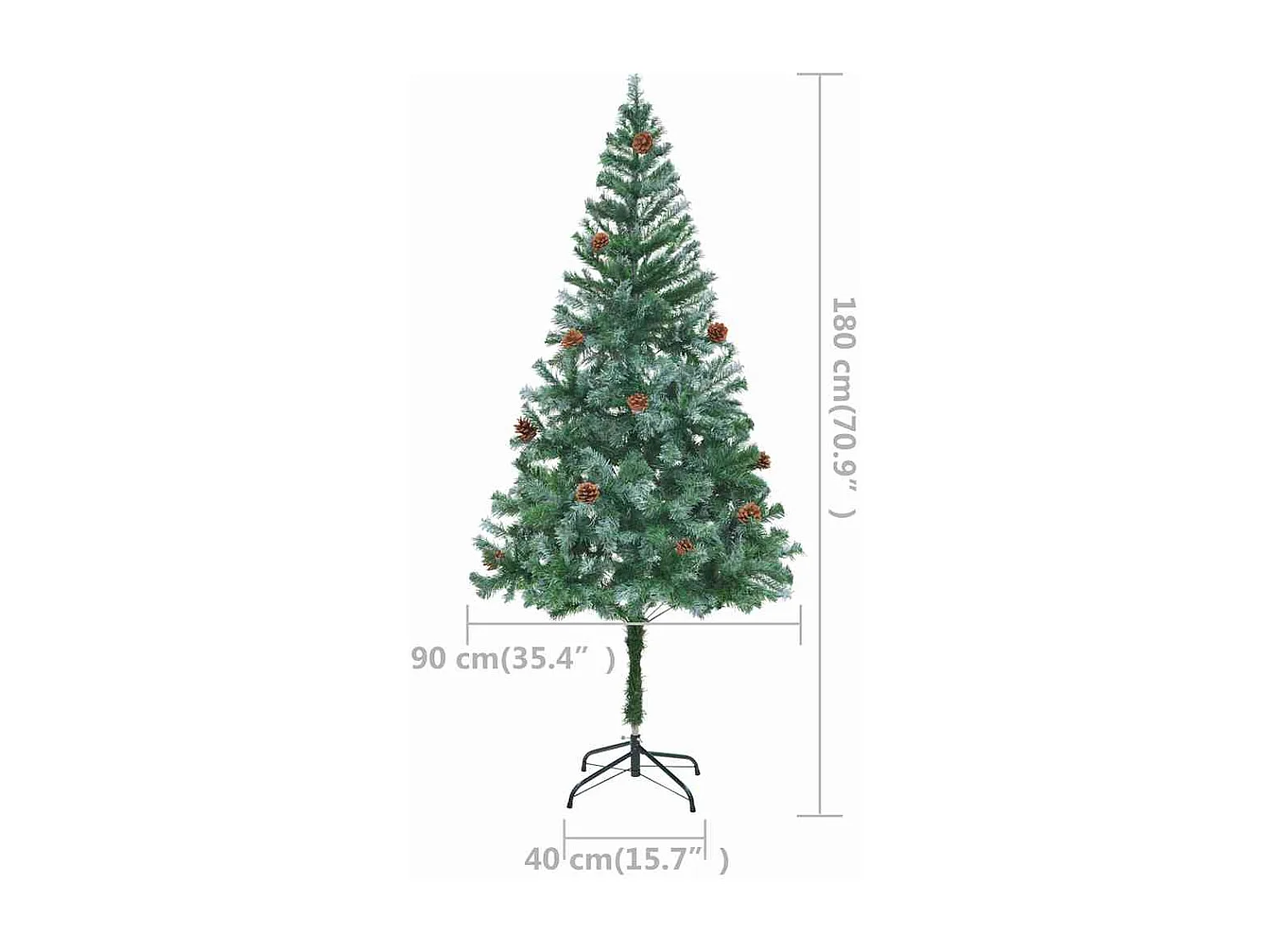 Árvore Natal artificial pré-iluminada c/ bolas e pinhas 180 cm