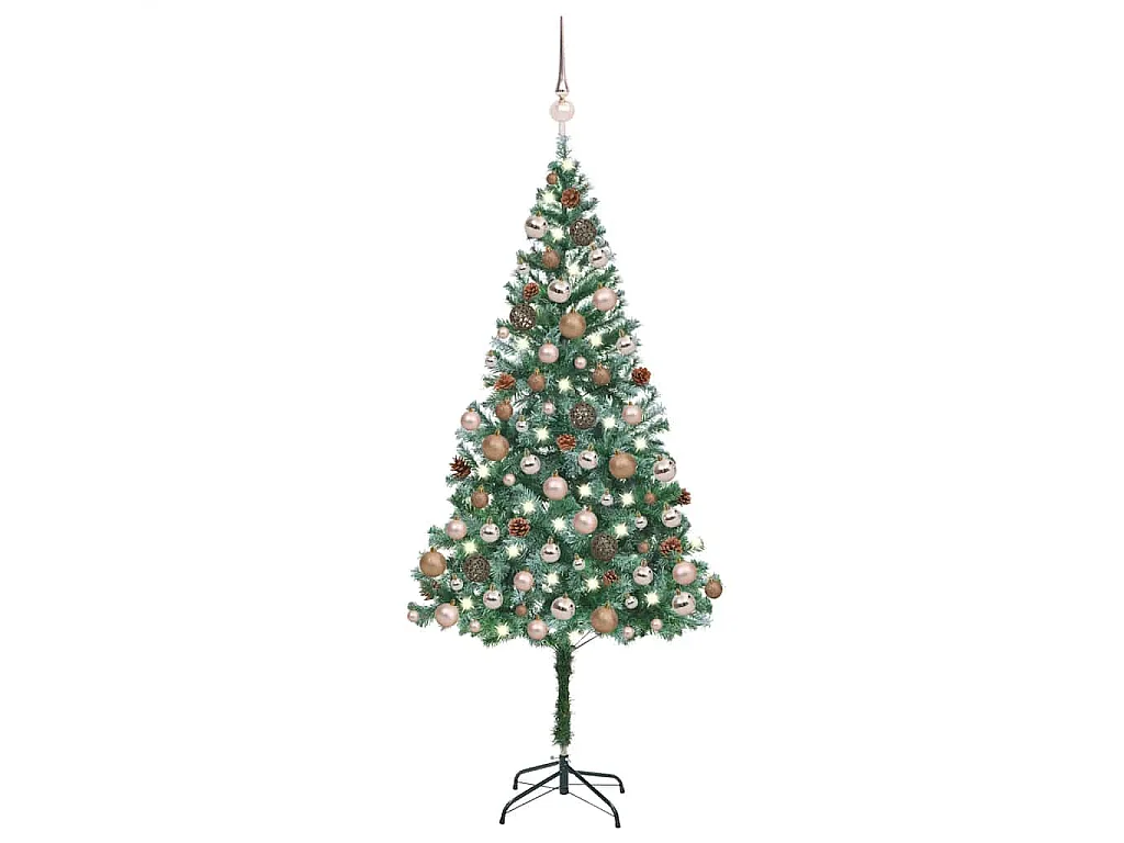 Kunstkerstboom met verlichting kerstballen dennenappels 180 cm