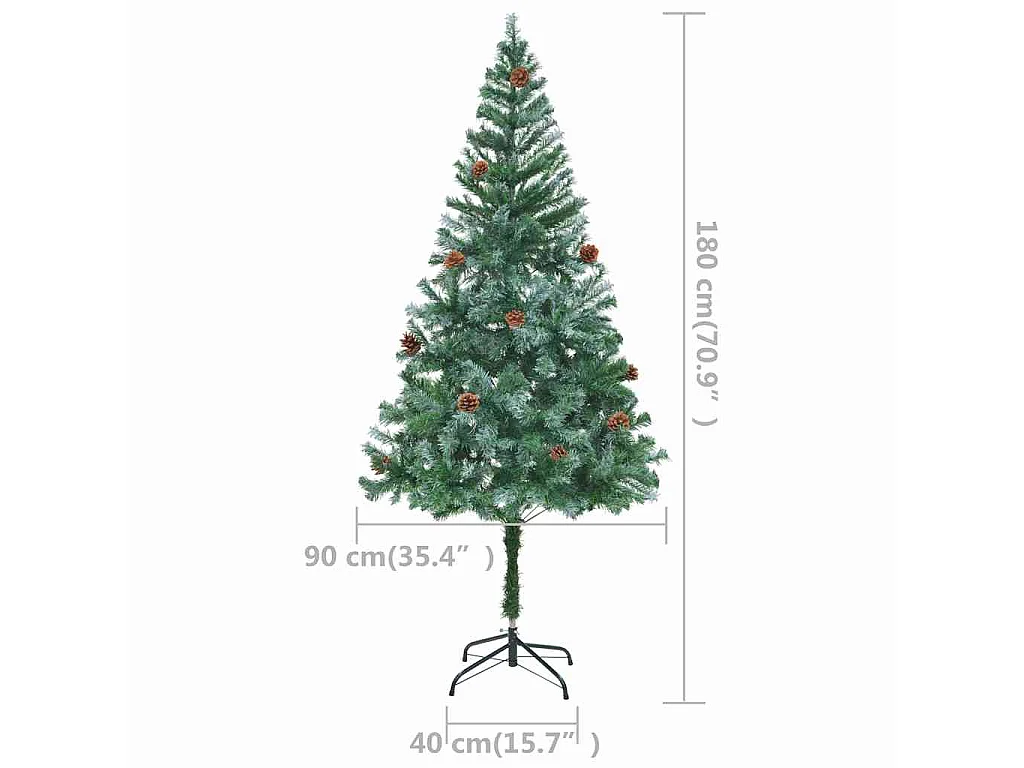 Kunstkerstboom met verlichting kerstballen dennenappels 180 cm