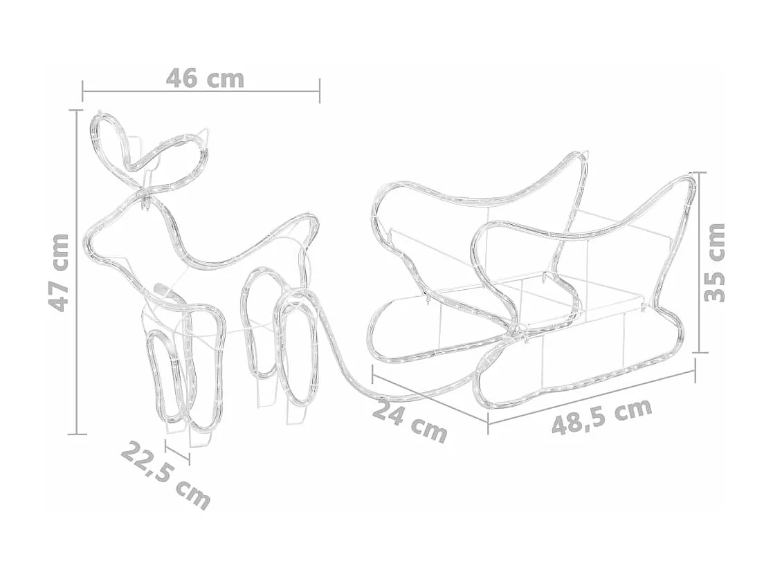 Décoration de Noël d'extérieur Renne et traîneau 252 LED