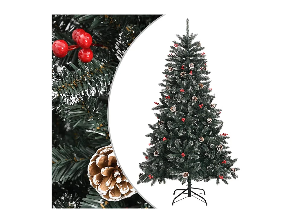 Albero di Natale Artificiale con Base Verde 150 cm PVC