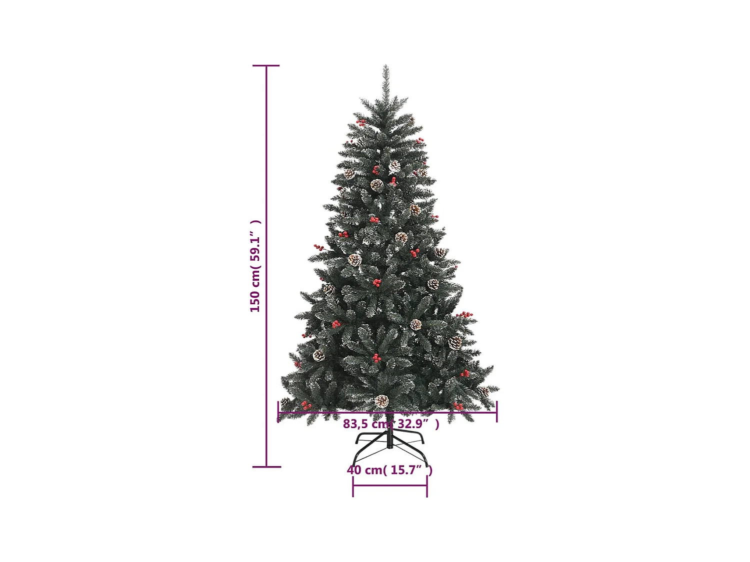 Albero di Natale Artificiale con Base Verde 150 cm PVC