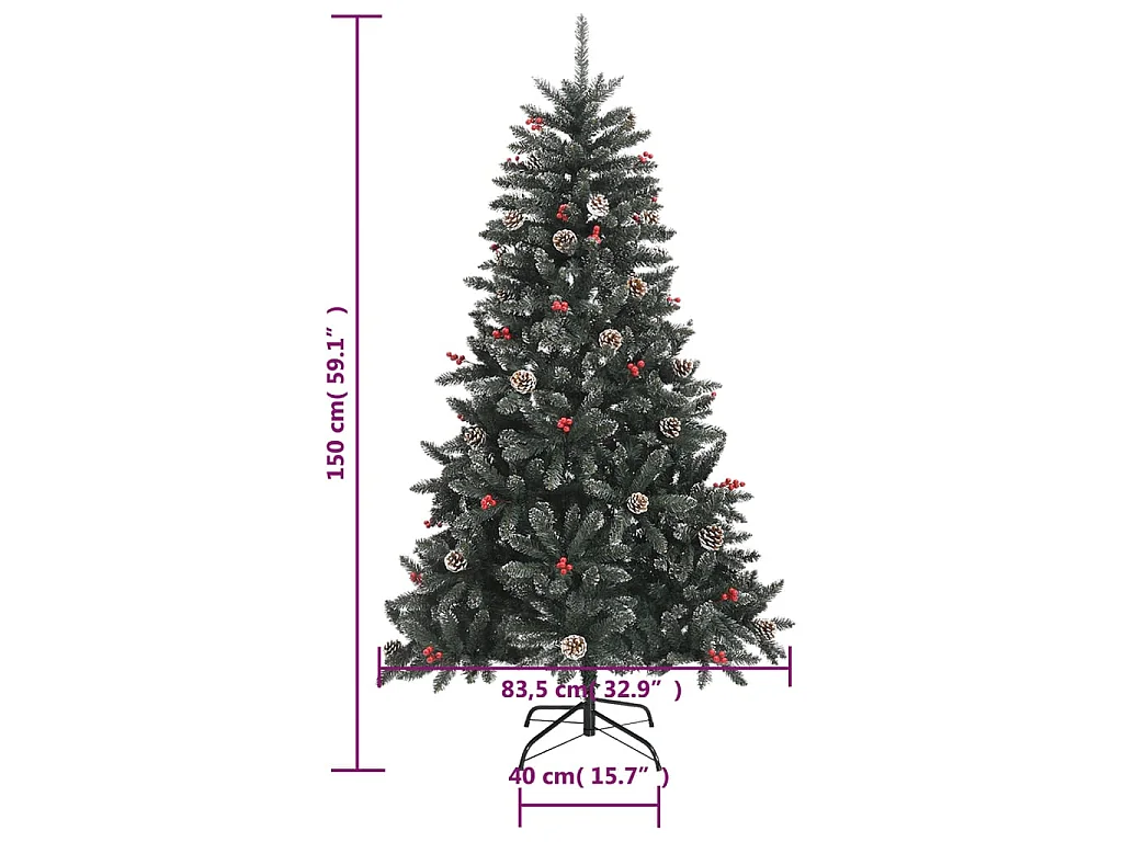 Kunstkerstboom met standaard 150 cm PVC groen