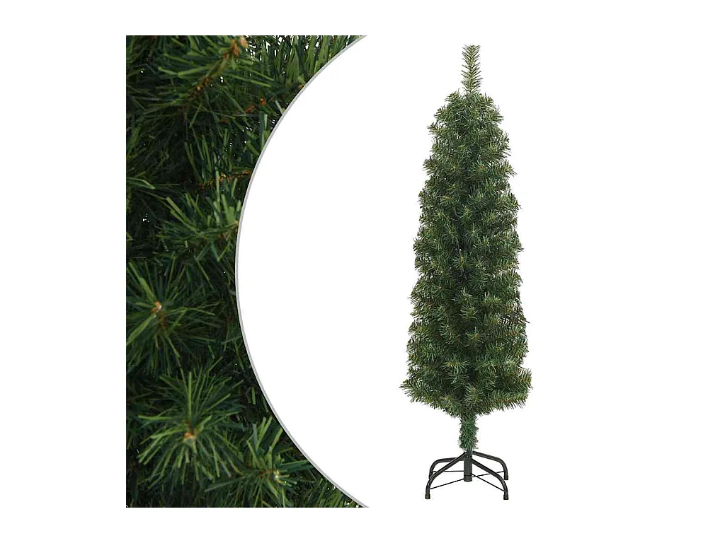 Albero di Natale Artificiale Sottile con Base Verde 150 cm PVC